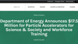 美国能源部宣布拨款1750万美元用于粒子加速器社会科学及员工培训