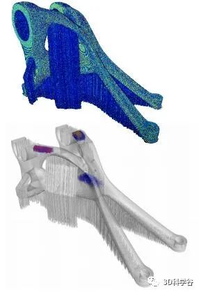 ▲在线监测数据与3D打印支架CT扫描数据对比图。CT有助于将监测数据与实际零件质量参数相关联。图片来源：©Fraunhofer IAPT 研究所/YXLON