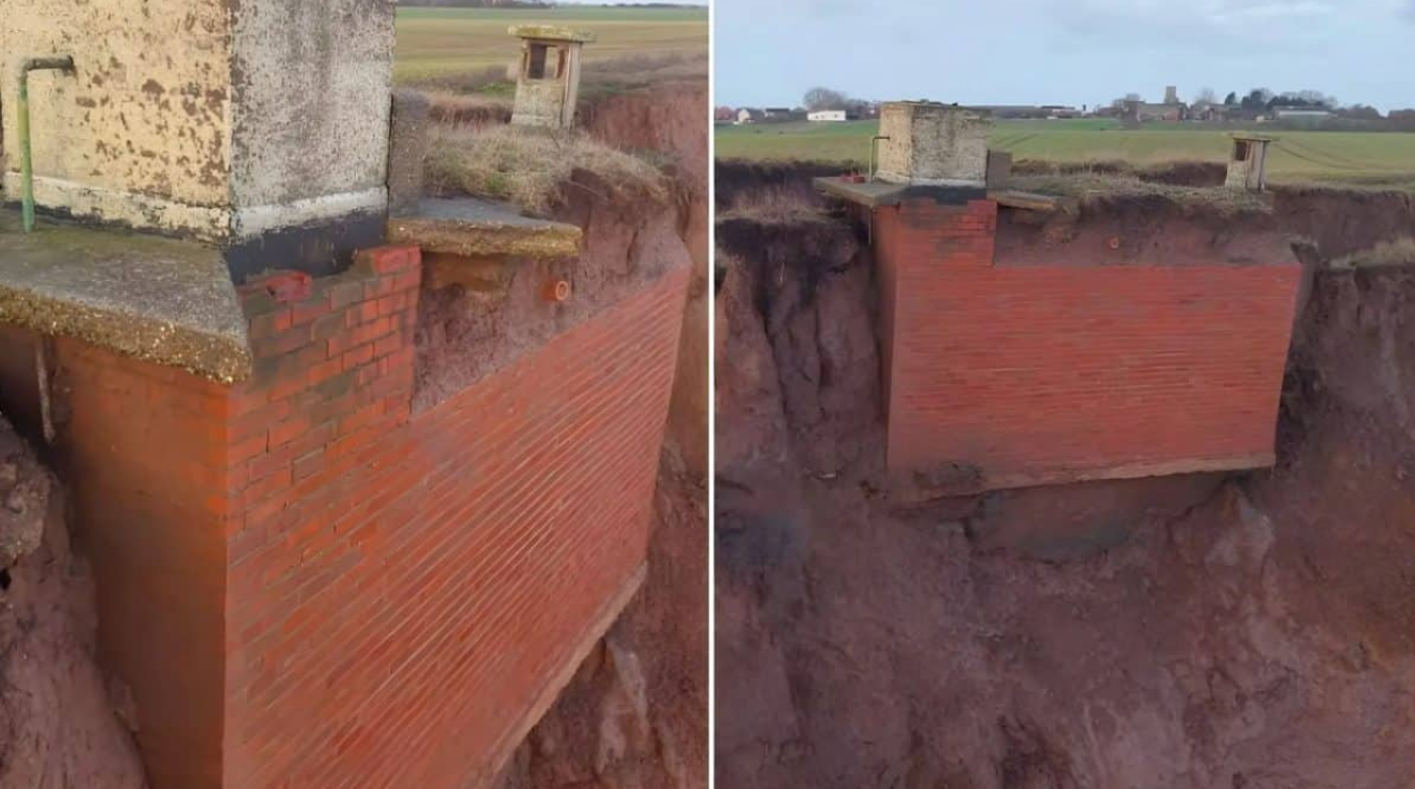 海岸侵蚀加速 英国一处冷战核监测掩体濒临坠海